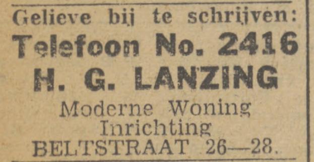 Beltstraat 26-28 H.G. Lanzing advertentie Twentsch nieuwsblad 25-6-1943.jpg