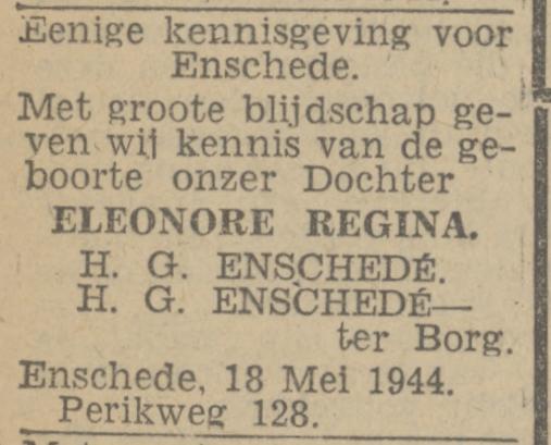 Perikweg 128 H.G. Enschedé advertentie Twentsch nieuwsblad 19-5-1945.jpg