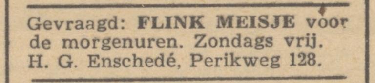 Perikweg 128 H.G. Enschedé advertentie Trouw 28-5-1945.jpg