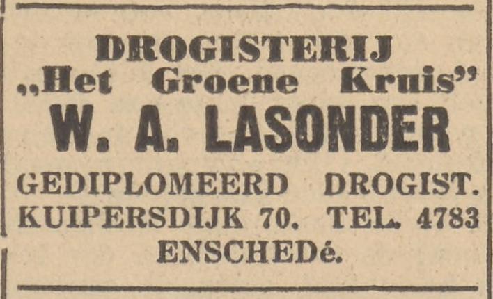 Kuipersdijk 70 W.A. Lasonder Drogisterij advertentie De Volkskrant 7-4-1934.jpg