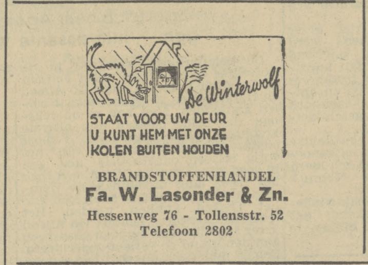 Hessenweg 76 Fa. W. Lasonder & Zn. Brandstoffenhandel advertentie Tubantia 12-10-1946.jpg