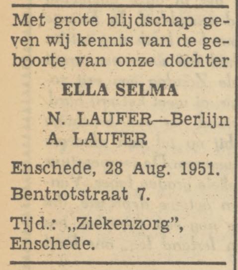 Bentrotstraat 7 A. Laufer advertentie  Tubantia 28-8-1951.jpg