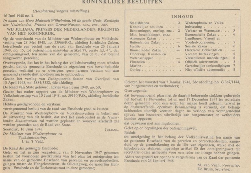Nederlandsche staatscourant 28-3-1949 onteigening ivm wederopbouw en volkshuisvesting.jpg