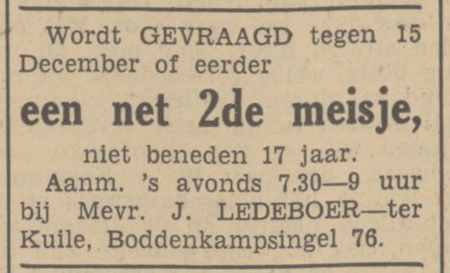 Boddenkampsingel 76 Mevr. J. Ledeboer-ter Kuile advertentie Tubantia 1-11-1937.jpg