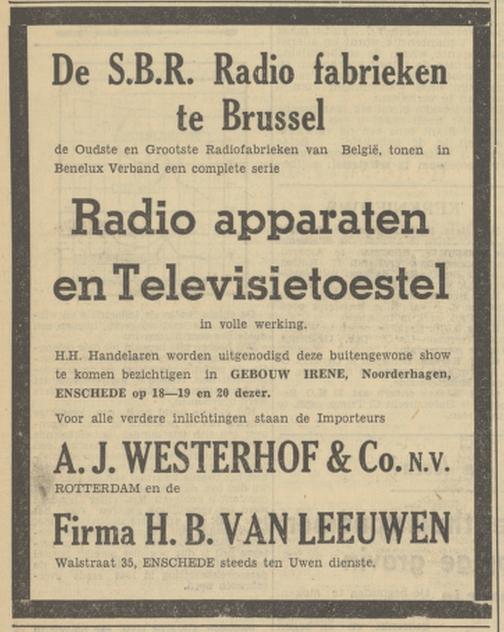 Walstraat 35 Fa. H.B. van Leeuwen advertentie Tubantia 18-10-1950.jpg