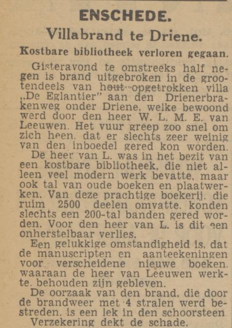 Drienerbrakenweg 24 villa De Eglantier W.L.M.E. van Leeuwen krantenbericht Tubantia 14-4-1942.jpg