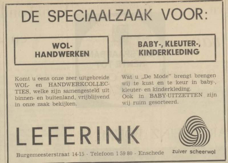 Burgemeesterstraat 14-15 Leferink advertentie Tubantia 19-10-1966.jpg