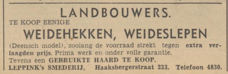 Haaksbergerstraat 233 Smederij Leppink advertentie Tubantia 31-1-1940.jpg
