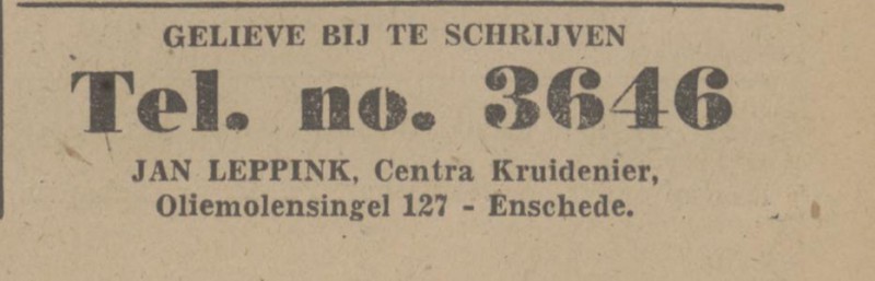 Oliemolensingel 127 J. Leppink advertentie Tubantia 28-1-1948.jpg