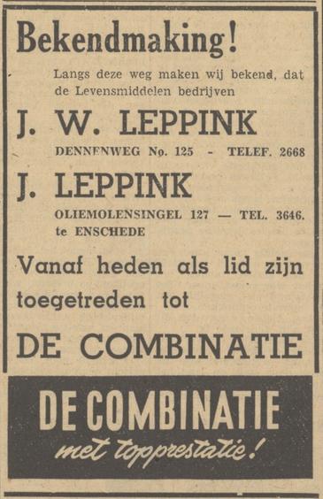 Dennenweg 135 J.W. Leppink Oliemolensingel 127 J. Leppink advertentie Tubantia 11-5-1949.jpg