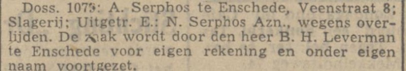 Veenstraat 8 B.H. Leverman slagerij krantenbericht Tubanta 25-6-1941.jpg