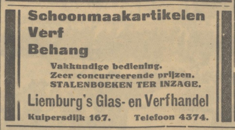 Kuipersdijk 167 Liembnurg's Glas- en Verfhandel advertentie Tubantia 22-3-1933.jpg