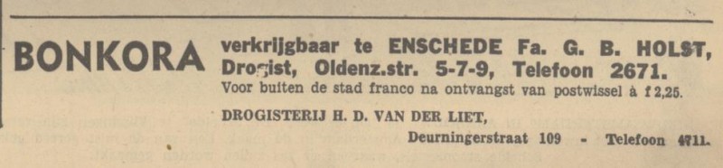 Deurningerstraat 109 Drogisterij H.D. van der Liet advertentie Tubantia 9-10-1930.jpg