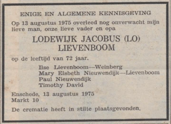 Markt 10 L.J. Lievenboom overlijdensadvertentie Nieuw Israelietisch weekblad 22-8-1975.jpg