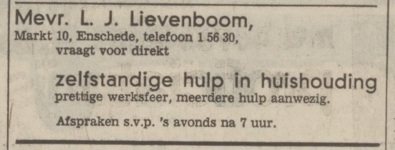 Markt 10 L.J. Lievenboom advertentie Tubantia 4-1-1974.jpg
