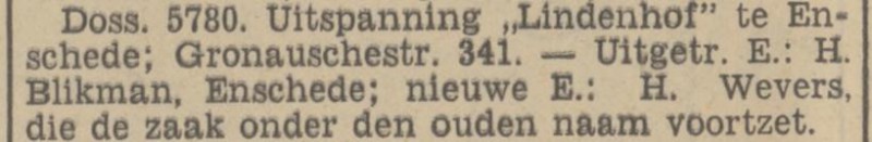 Gronausestraat 341 Uitspanning Het Lindenhof H. Wervers krantenbericht Tubantia 6-8-1938.jpg