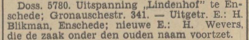 Gronausestraat 341 Uitspanning Het Lindenhof H. Wervers krantenbericht Tubantia 6-8-1938.jpg