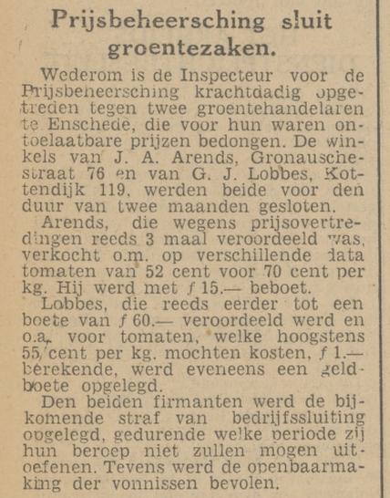 Kottendijk 119 G.J. Lobbes groentehandel krantenbericht Tubantia 29-9-1942.jpg