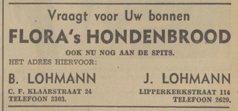 C.F. Klaarstraat 24 B. Lohmann advertentie Tubantia 17-8-1940.jpg