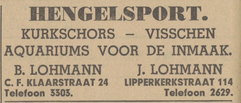 C.F. Klaarstraat 24 B. Lohmann advertentie Tubantia 20-7-1940.jpg