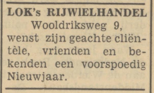 Wooldriksweg 9 Lok's Rijwielhandel advertentie Tubantia 30-12-1950.jpg