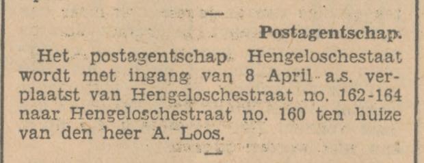 Hengelosestraat 160 Postagentschap A. Loos krantenbericht Tubantia 3-4-1931.jpg