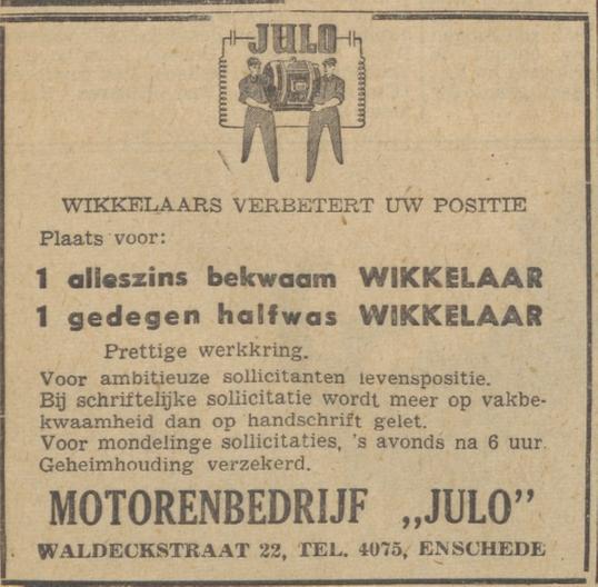 Waldeckstraat 22 Motorenbedrijf Julo advertentie De Waarheid 26-9-1949.jpg