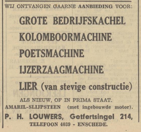 Getfertsingel 214 P.H. Louwers advertentie Tubantia 23-10-1948.jpg