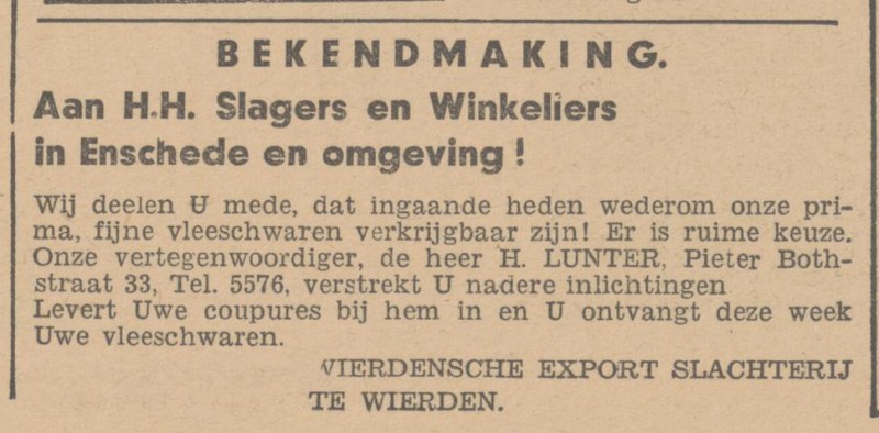 Pieter Bothstraat 33 H. Lunter advertentie Het Vrije Volk 2-5-1945.jpg