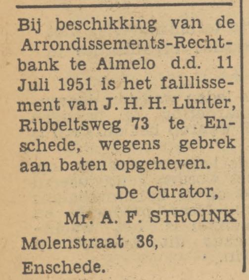 Ribbeltsweg 73 J.H.H. Lunter advertentie Tubantia 12-7-1951.jpg