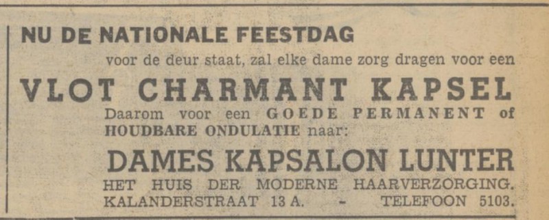 Kalanderstraat 13A Dameskapsalon Lunter advertentie Tubantia 18-1-1938.jpg