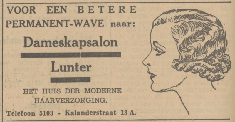 Kalanderstraat 13A Dameskapsalon Lunter advertentie Tubantia 12-2-1935.jpg