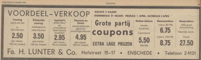 Hofstraat 15-17 H. Lunter & Co. advertentie Tubantia 30-3-1966.jpg