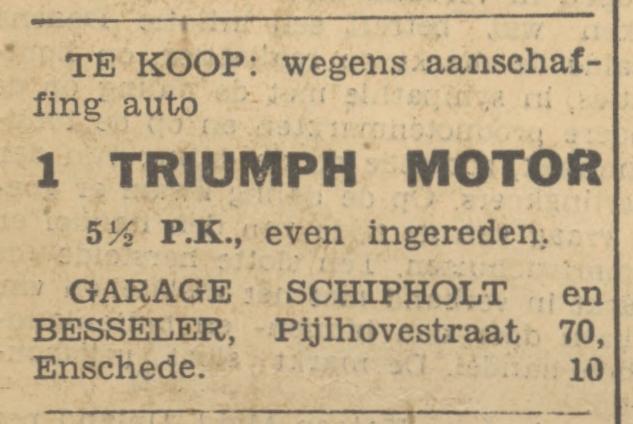 Pijlhovestraat 70 Garage Schipholt & Besseler advertentie Tubantia 22-4-1933.jpg