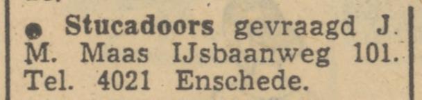 IJsbaanweg 101 J.M. Maas advertentie Tubantia 24-8-1951.jpg