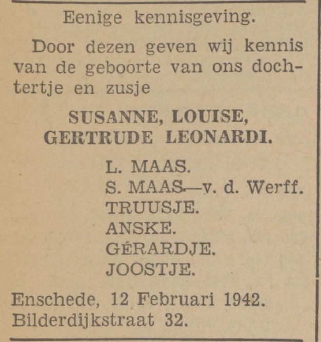 Bilderdijkstraat 32 L. Maas advertentie Tubantia 12-2-1942.jpg