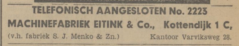 Varviksweg 28 kantoor Machinefabriek Eitink advertentie Tubantia 31-8-1942.jpg