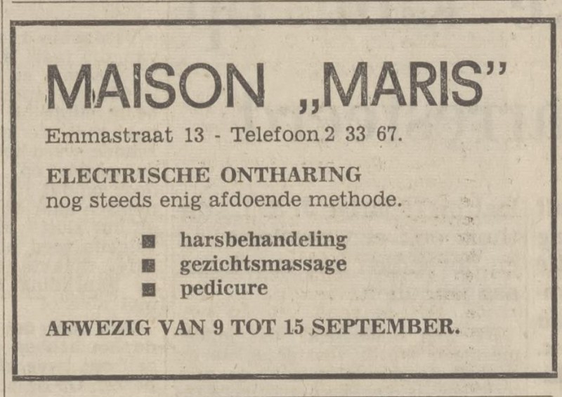 Emmastraat 13 Maison Maris advertentie Tubantia 10-9-1968.jpg