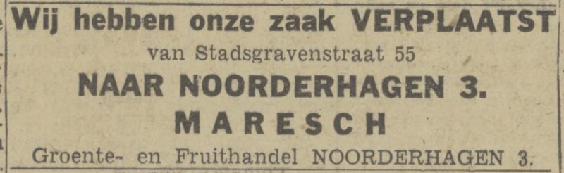 Noorderhagen 3 Groente- en Fruithandel Maresch advertentie Twentsch nieuwsblad 30-10-1943.jpg