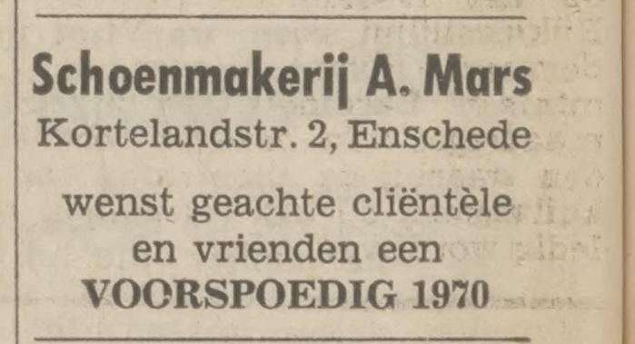 Kortelandstraat 2 schoenmakerij A. Mars advertentie Tubantia 31-12-1969.jpg