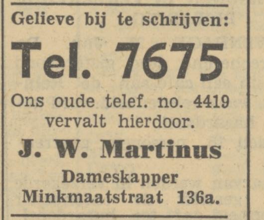 Minkmaatstraat 136a J.W. Martinus Dameskapper advertentie Tubantia 25-1-1951.jpg