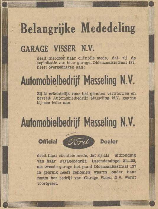 Oldenzaalsestraat 137 Automobielbedrijf Masseling N.V. advertentie Tubantia 15-10-1948.jpg