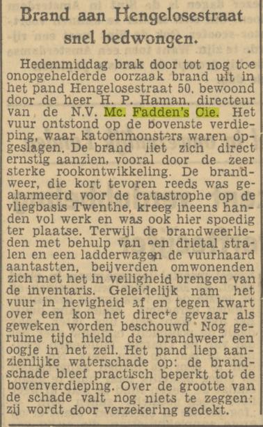 Hengelosestraat 50 N.V. Mc. Fadden's Cie. krantenbericht Tubantia 18-11-1949.jpg
