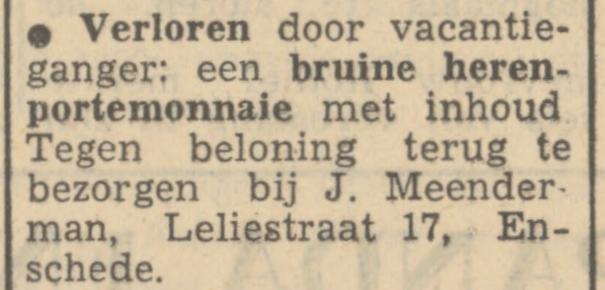 Leliestraat 17  J. Meenderman advertentie Tubantia 9-6-1950.jpg