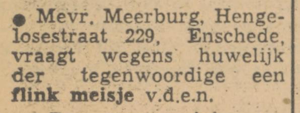 Hengelosestraat 229 Mevr. Meerburg advertentie Tubantia 7-4-1951.jpg