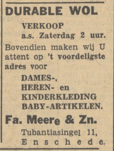 Tubantiasingel 11 Fa. Meere & Zn. advertentie Tubantia 10-12-1948.jpg