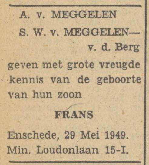 Minister Loudonlaan 15 A. v. Meggelen advertentie Tubantia 30-5-1949.jpg