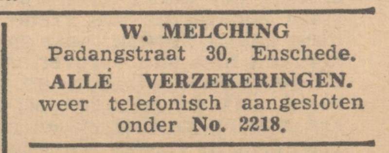 Padangstraat 30 W. Melching advertentie Het Vrije Volk 2-8-1945.jpg