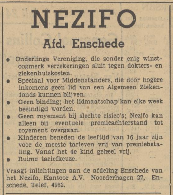 Noorderhagen 27 Nezifo afvertentie Tubantia 14-2-1951.jpg