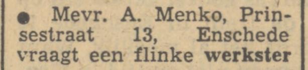 Prinsestraat 13 A. Menko advertentie Tubantia 24-11-1949.jpg